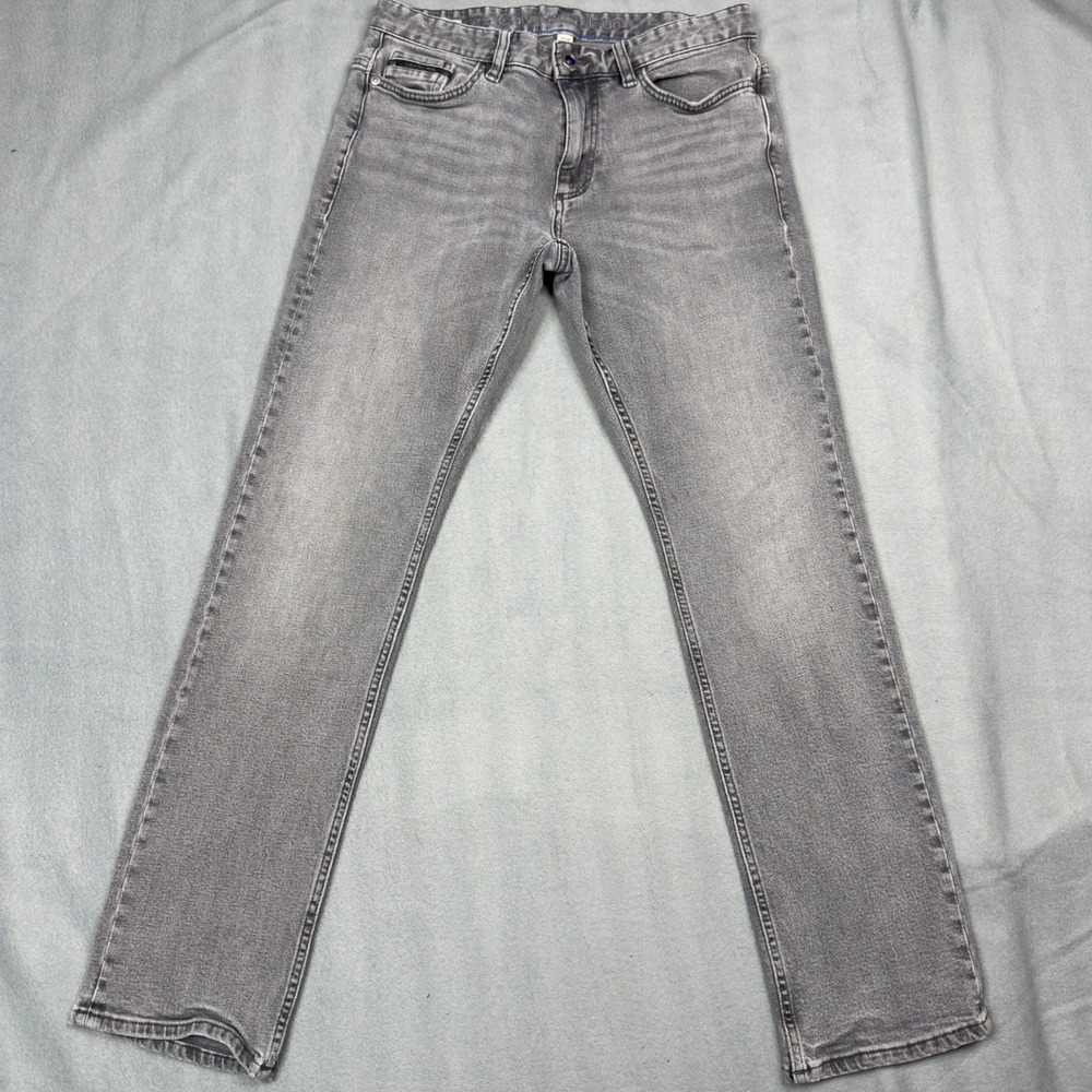 Calvin Klein Jeans Mens 31x30 Slim Fit Gray Faded Denim Pants